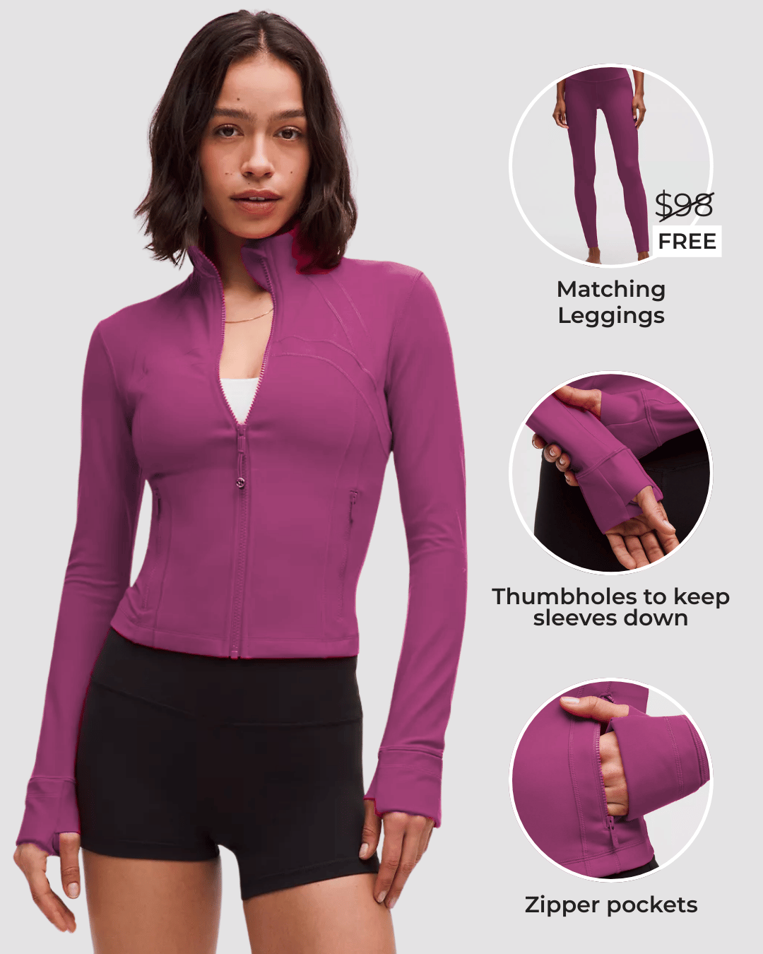 Close Zip Up Jacket (with FREE Matching Leggings)